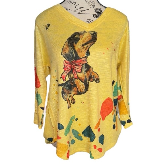 INOAH Art To Wear Yellow Sweater Size Small - Picture 3 of 9